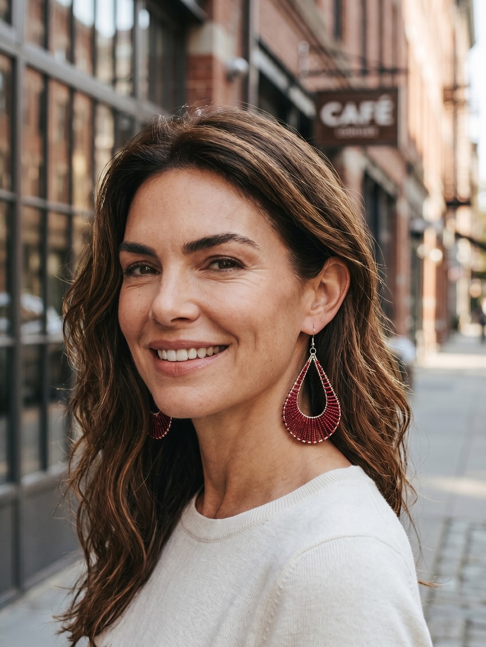 Fashion Jewelry Ruby Red Teardrop Wrapped Wire Earrings